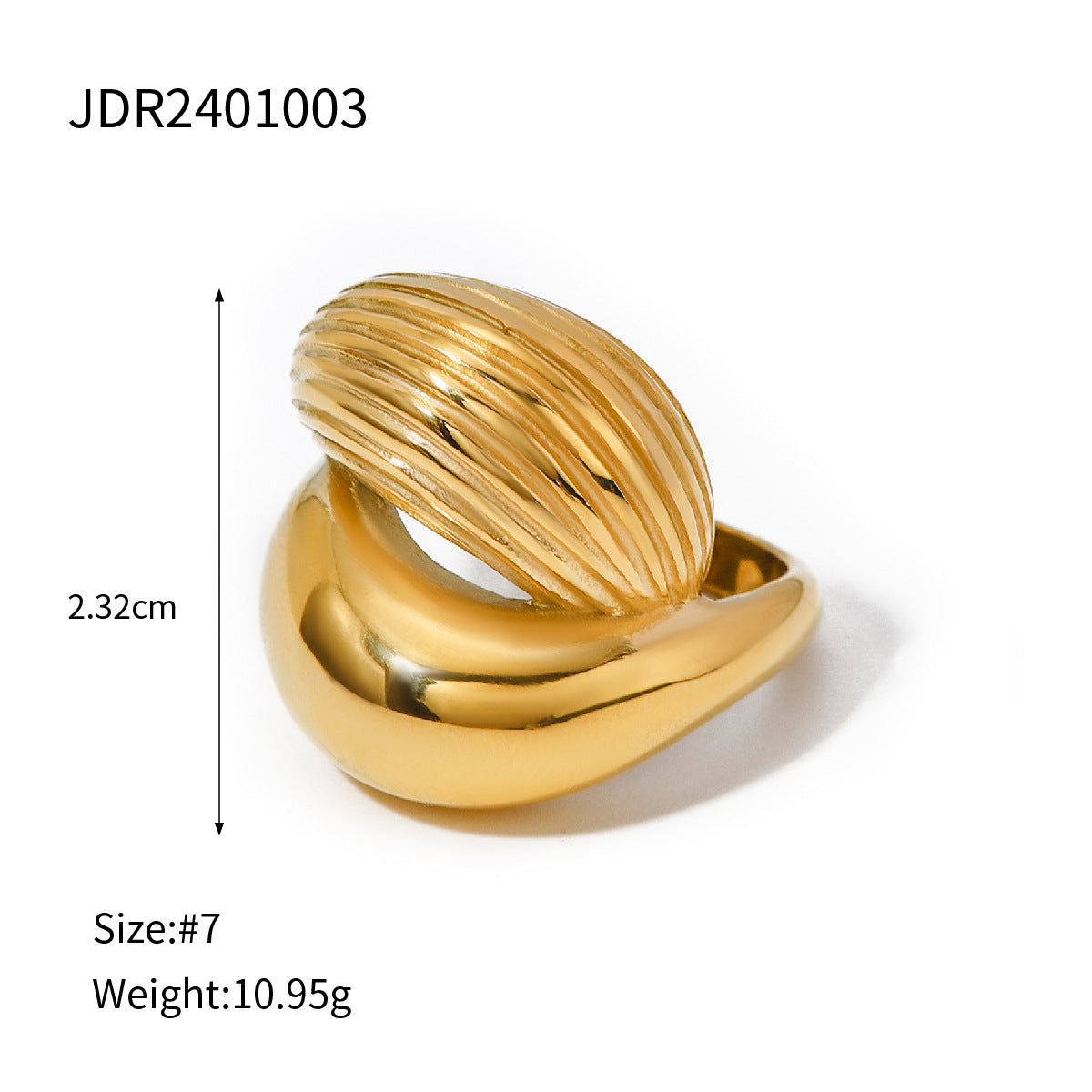 Gold Pearl Ring – Bold Titanium Steel Statement Jewelry