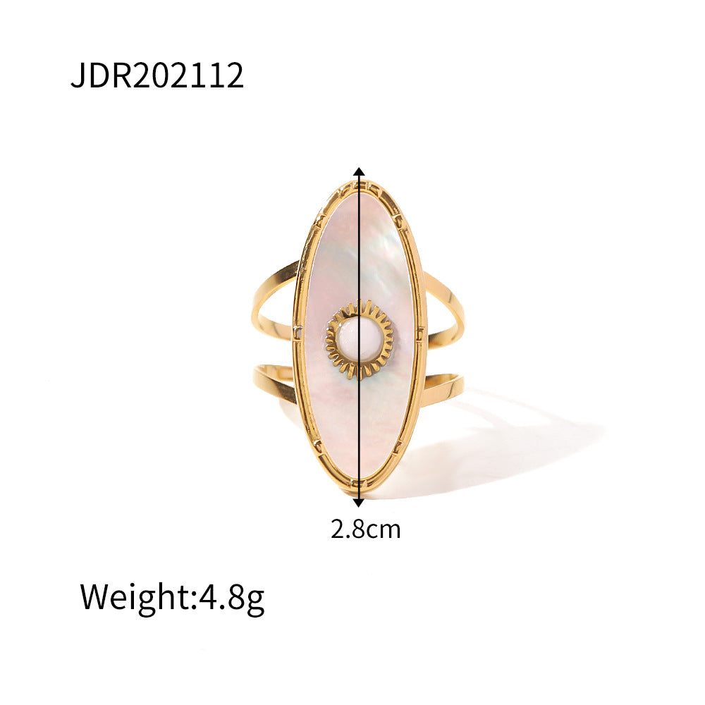 Vintage Gemstone Ring – 18K Gold Plated Titanium Steel Jewelry