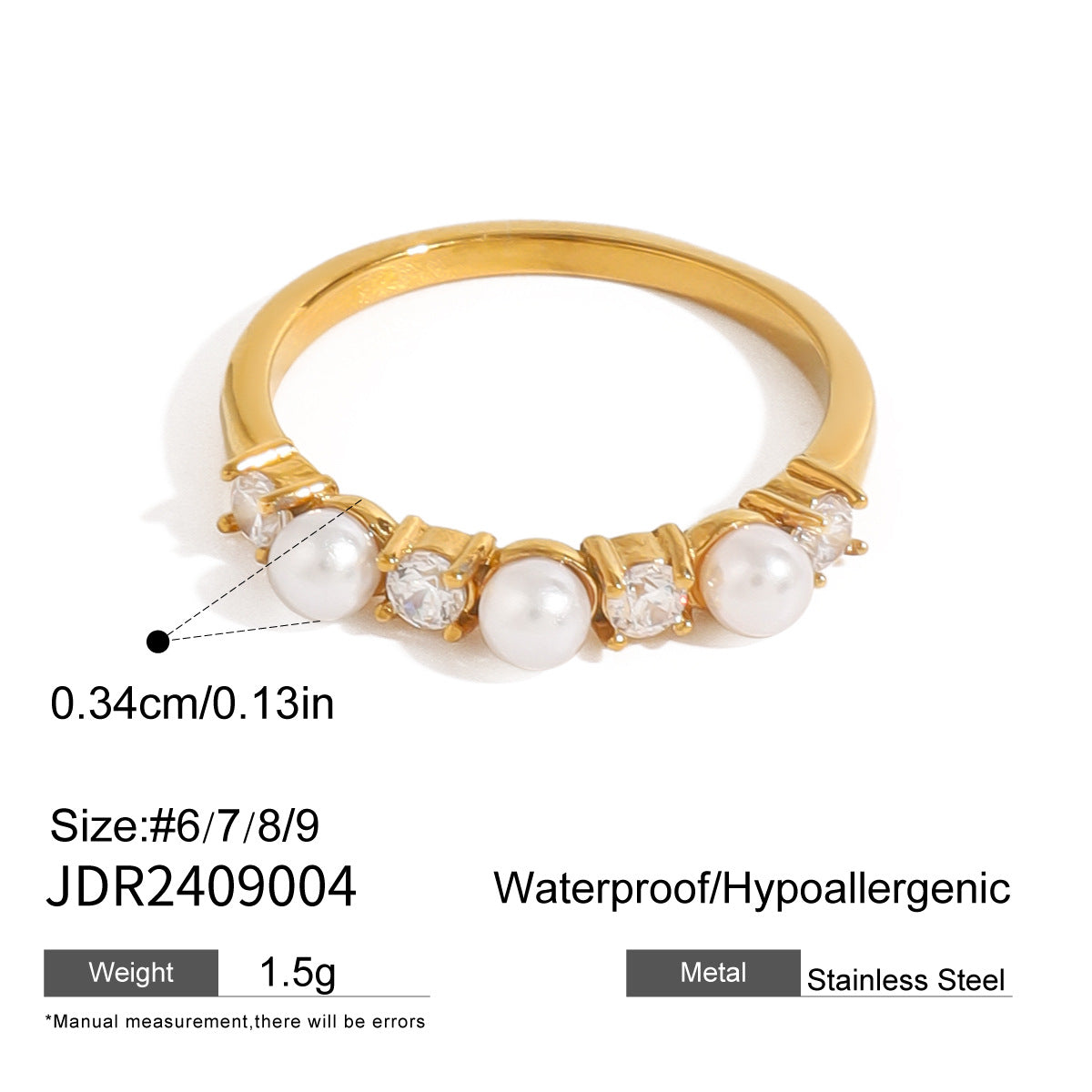 Stacked Pearl Stainless Steel Ring – Elegant INS-Inspired Jewelry