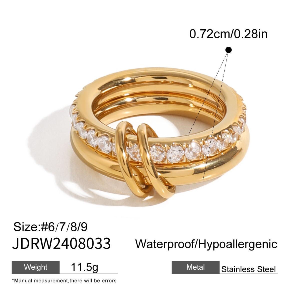 Stacked Pearl Stainless Steel Ring – Elegant INS-Inspired Jewelry