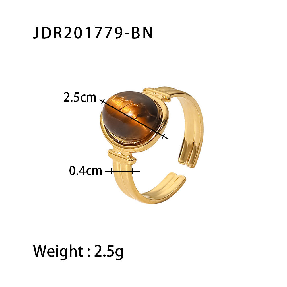 Vintage Gemstone Ring – 18K Gold Plated Titanium Steel Jewelry