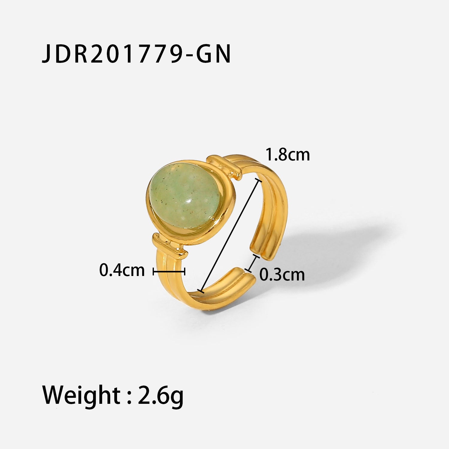 Vintage Gemstone Ring – 18K Gold Plated Titanium Steel Jewelry